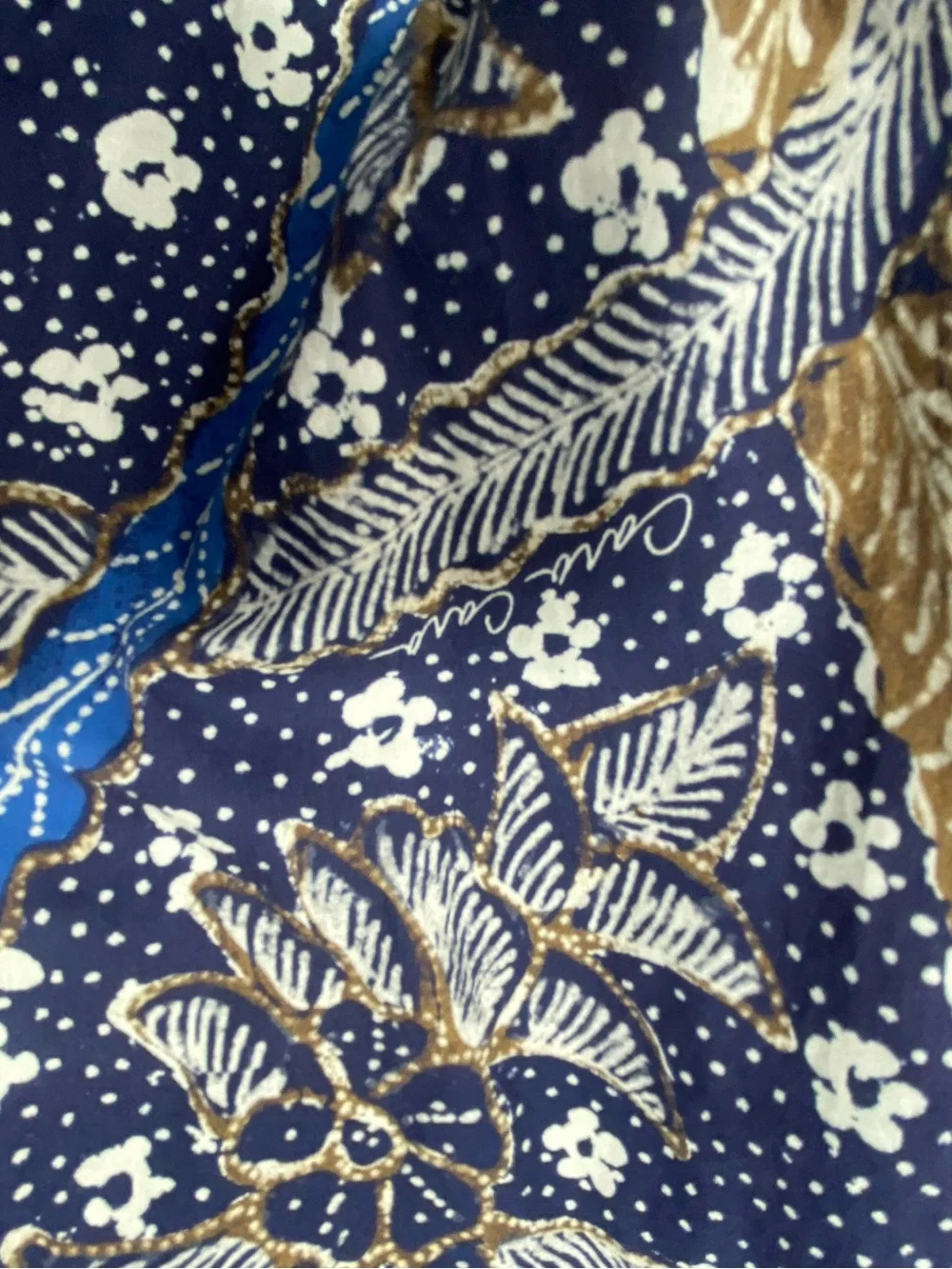 Cara Cara Navy Floral Maxi Skirt with Blue and Brown Accents